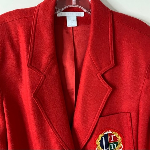 Vintage 90’s The Limited Wool Red Blazer Crest M - Picture 6 of 9